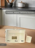 Patates Soğanlık Kovası Sarımsak Kutulu Sebzelik Kapaklı Meyve Sepeti Soğanlık Metal Krem - 1