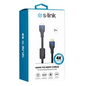 S-link SLX-258 HDMI TO HDMI 3m Altın Uçlu 24K + Kor.Kılıf 1.4 Ver. 3D Kablo thumbnail 3