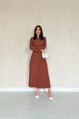 Kahverengi Fitilli Bluz & Etek Takım thumbnail 2