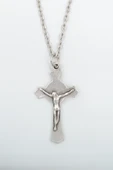 Hz. İsa Haç Gümüş Kaplama Düz Zincir Kolye thumbnail 1