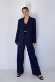 Lacivert Çizgili Ceket & Yelek Ve Pantolon Takım - 1
