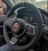 DİKİŞLİ DİREKSİYON KILIFI NUBUK NOKTALI DERİ GRİ YÜZÜK GRİ DİKİŞLİ FIAT EGEA İÇİN - 2