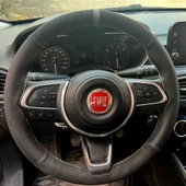 DİKİŞLİ DİREKSİYON KILIFI NUBUK NOKTALI DERİ GRİ YÜZÜK GRİ DİKİŞLİ FIAT EGEA İÇİN - 1