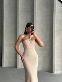 Tek omuz pliseli elbise thumbnail 3