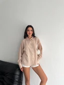 Çizgili oversize gömlek - 3
