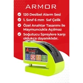 Armor Alarmlı Motorsiklet Disk Kilidi Çelik Gövde 606 Mva 6mm-Yeşil - 1
