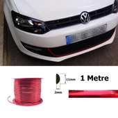 Yapışkanlı Nikelaj Şerit Bant Çıta 11mm 1 Metre Parlak Kırmızı - 1