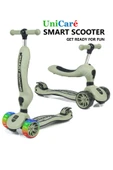 Smart Oturaklı Çocuk Scooter 3 Tekerlekli Led Işıklı Scooter Yükseklik Ayarlı 1-5 Yaş Yeşil - 1