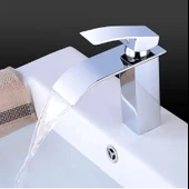 LAVABO BATARYASI KROM ŞELALE KARE GÖVDE EĞİMLİ HAVZA BANYO ARMATÜR ÇİFT GİRİŞ MUSLUK LÜKS ERGONAMİK - 5