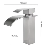 LAVABO BATARYASI INOX ŞELALE KARE GÖVDE EĞİMLİ HAVZA BANYO ARMATÜR ÇİFT GİRİŞ MUSLUK LÜKS MAT GRİ - 7