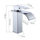 LAVABO BATARYASI KROM ŞELALE KARE GÖVDE EĞİMLİ HAVZA BANYO ARMATÜR ÇİFT GİRİŞ MUSLUK LÜKS ERGONAMİK - 8