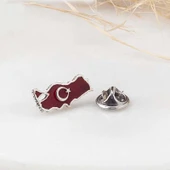 925 Ayar Gümüş Türkiye Haritası Rozet - 1