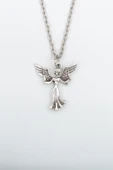 Minimal Kanatlı Melek Gümüş Kaplama Düz Zincir Kolye thumbnail 1