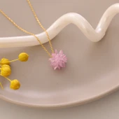 Vaoov 925 Ayar Gümüş Pembe Kristal Taşlı Lotus Kolye thumbnail 3