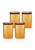 The Mia The Mia Akasya Dikdörtgen Cam Kavanoz Seti Amber 4 Parça 1200 ml - 1