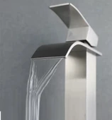 İNOX ÇANAK LAVABO BATARYASI OVAL ÇIKIŞ YÜKSEK HAVZA MODEL UZUN ÇİFT GİRİŞ MUSLUK BANYO MAT GRİ - 3