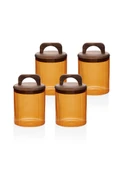 The Mia The Mia Akasya Kulplu Cam Kavanoz Seti Amber 4 Parça 700 ml - 1