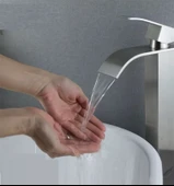 İNOX ÇANAK LAVABO BATARYASI OVAL ÇIKIŞ YÜKSEK HAVZA MODEL UZUN ÇİFT GİRİŞ MUSLUK BANYO MAT GRİ - 5