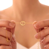 Vaoov 925 Ayar Gümüş Harfli Çift Zincirli Bileklik thumbnail 2