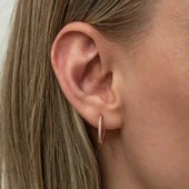 Gümüş Zirkon Taşlı Rose Oval Küpe thumbnail 2