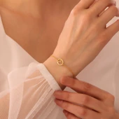 Vaoov 925 Ayar Gümüş Harfli Çift Zincirli Bileklik thumbnail 1