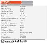LUTİAN LT2000i Yeni Nesil EURO(5) Sessiz Benzinli Inverter Jeneratör 2 KW - 21 KG - 2