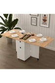 Masif Ahşap Tablalı Katlanır Masa - Çalışma Yemek Mutfak Masası ASRA TREND KM-22 ÇAM thumbnail 1