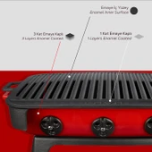 Lava Döküm Dikdörtgen Mangal Izgara Set Döküm Demir Yekpare Çift Kulplu Ölçü 36x45cm. Kırmızı - 7