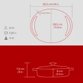 Lava Döküm Çok Amaçlı Yayvan Tencere Döküm Demir Kapak Heritage Serisi Çap(Ø)28cm.  Kırmızı thumbnail 4