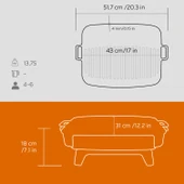 Lava Döküm Dikdörtgen Mangal Izgara Set Döküm Demir Yekpare Çift Kulplu Ölçü 36x45cm. Turuncu - 6