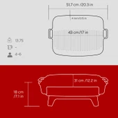 Lava Döküm Dikdörtgen Mangal Izgara Set Döküm Demir Yekpare Çift Kulplu Ölçü 36x45cm. Kırmızı - 6