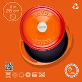 Lava Döküm Çok Amaçlı Yayvan Tencere Döküm Demir Kapak Heritage Serisi Çap(Ø)28cm.  Turuncu thumbnail 3