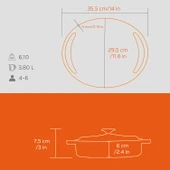 Lava Döküm Çok Amaçlı Yayvan Tencere Döküm Demir Kapak Heritage Serisi Çap(Ø)28cm.  Turuncu thumbnail 4