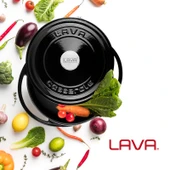 Lava Döküm Çok Amaçlı Yayvan Tencere Döküm Demir Kapak Heritage Serisi Çap(Ø)28cm.  Siyah thumbnail 6