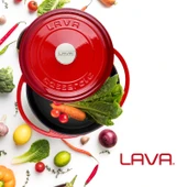 Lava Döküm Çok Amaçlı Yayvan Tencere Döküm Demir Kapak Heritage Serisi Çap(Ø)28cm.  Kırmızı thumbnail 6