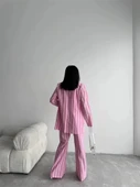 ÇİZGİLİ KETEN YELEK-PANTOLON TAKIM - Pembe - 2