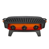 Lava Döküm Dikdörtgen Mangal Izgara Set Döküm Demir Yekpare Çift Kulplu Ölçü 36x45cm. Turuncu - 1