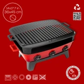 Lava Döküm Dikdörtgen Mangal Izgara Set Döküm Demir Yekpare Çift Kulplu Ölçü 36x45cm. Kırmızı - 5