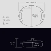 Lava Döküm Çok Amaçlı Yayvan Tencere Döküm Demir Kapak Heritage Serisi Çap(Ø)28cm.  Siyah thumbnail 4