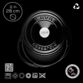 Lava Döküm Çok Amaçlı Yayvan Tencere Döküm Demir Kapak Heritage Serisi Çap(Ø)28cm.  Siyah thumbnail 3