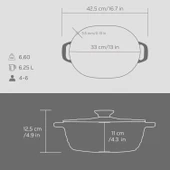 Lava Döküm Oval Tencere Döküm Demir Kapak Experience Majolik Serisi Ölçü 24x33cm.  Gri thumbnail 5