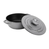 Lava Döküm Yuvarlak Tencere Döküm Demir Kapak Experience Majolik Serisi Çap(Ø)28cm  Gri thumbnail 2