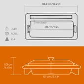 Lava Döküm Ekmek Tenceresi / Kayın Ağacı Servis Standı / Terrine Serisi. Ölçü 11x29cm.  Turuncu - 5