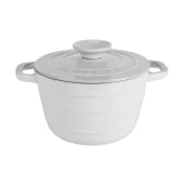 Lava Döküm Yuvarlak Tencere Döküm Demir Kapak Experience Majolik Serisi Çap(Ø)23cm  Beyaz thumbnail 1