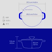 Lava Döküm Yuvarlak Tencere Döküm Demir Kapak Experience Majolik Serisi Çap(Ø)28cm  Mavi thumbnail 5