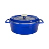 Lava Döküm Oval Tencere Döküm Demir Yekpare Kulplu Premium Serisi Ölçü 21x27cm.  Mavi thumbnail 1