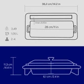 Lava Döküm Ekmek Tenceresi / Kayın Ağacı Servis Standı / Terrine Serisi. Ölçü 11x29cm.  Mavi thumbnail 5