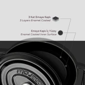 Lava Döküm Oval Tencere. Trendy Serisi Ölçü 21x25cm.  Siyah thumbnail 6