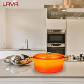 Lava Döküm Oval Tencere. Trendy Serisi Ölçü 25x31cm.  Turuncu thumbnail 7