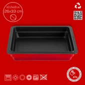 Lava Döküm Dikdörtgen 1/2 Gastronomi Küvet Ölçü 26x33cm.  Kırmızı thumbnail 4